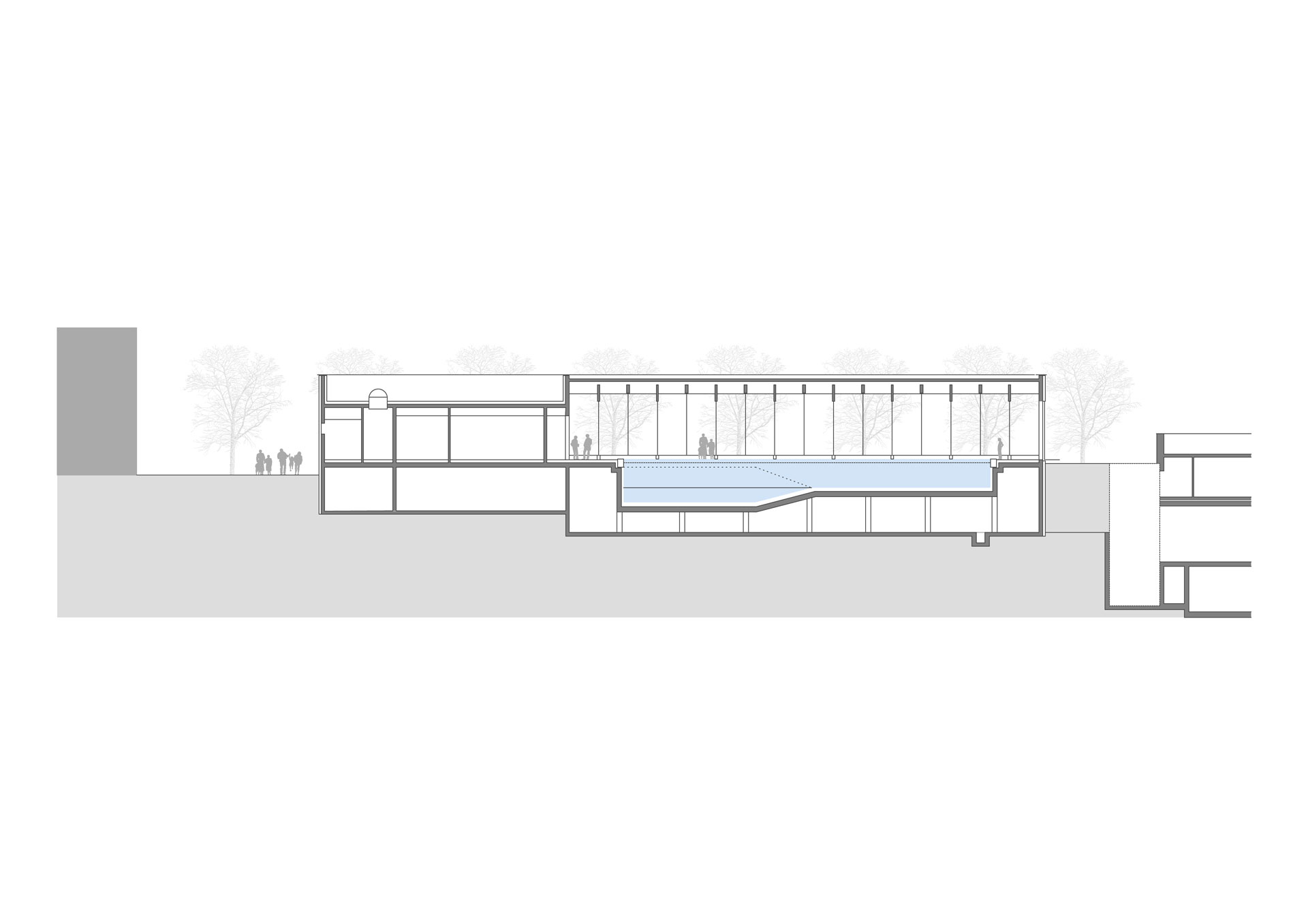 Hallenbad Neubau, Schnitt Schwimmbecken
